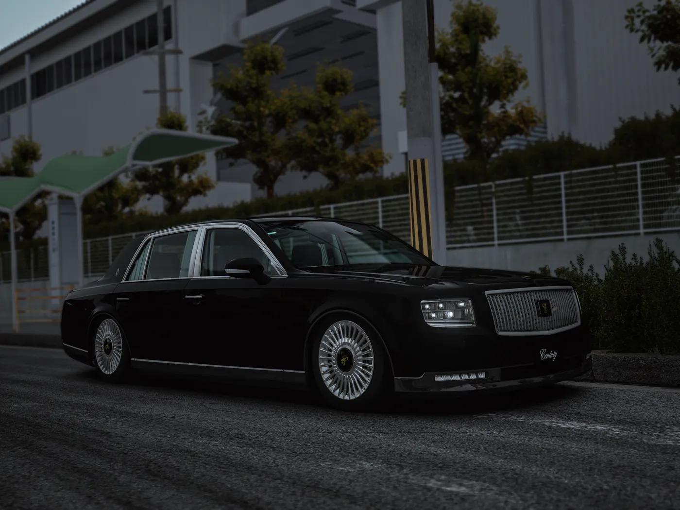 Toyota Century driving through Osaka streets in Assetto Corsa